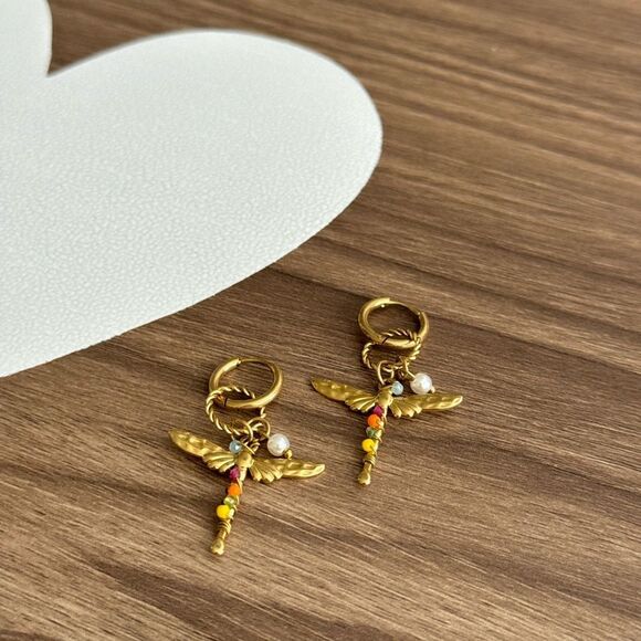 Dragonfly Earrings Q115 - Picture 3 of 6